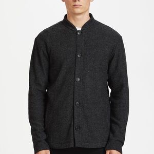 Matinique Majules Wool Blend Overshirt Dark Grey Melange Size Large